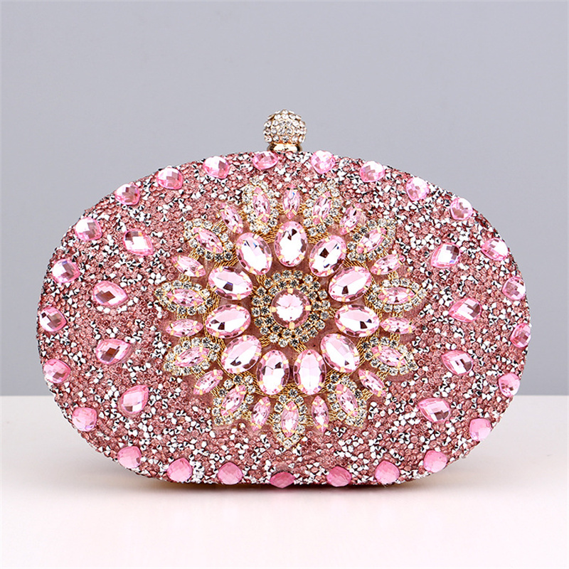 Women Bags Golden - Bolso de mano de cristal de