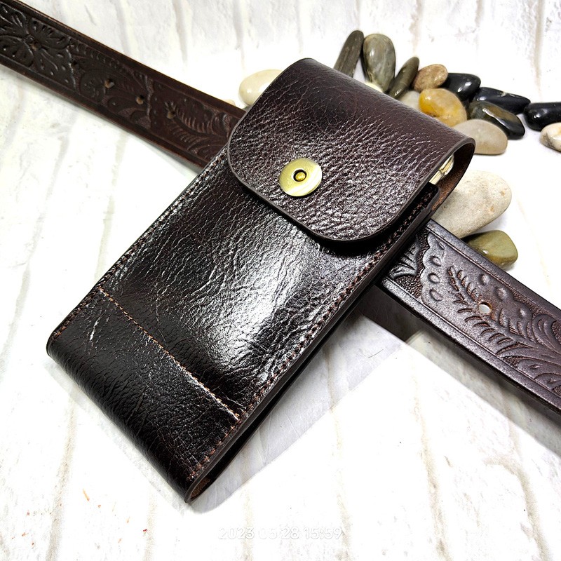 Saddle Bag Leather - Riñonera de cuero genuino para teléfono