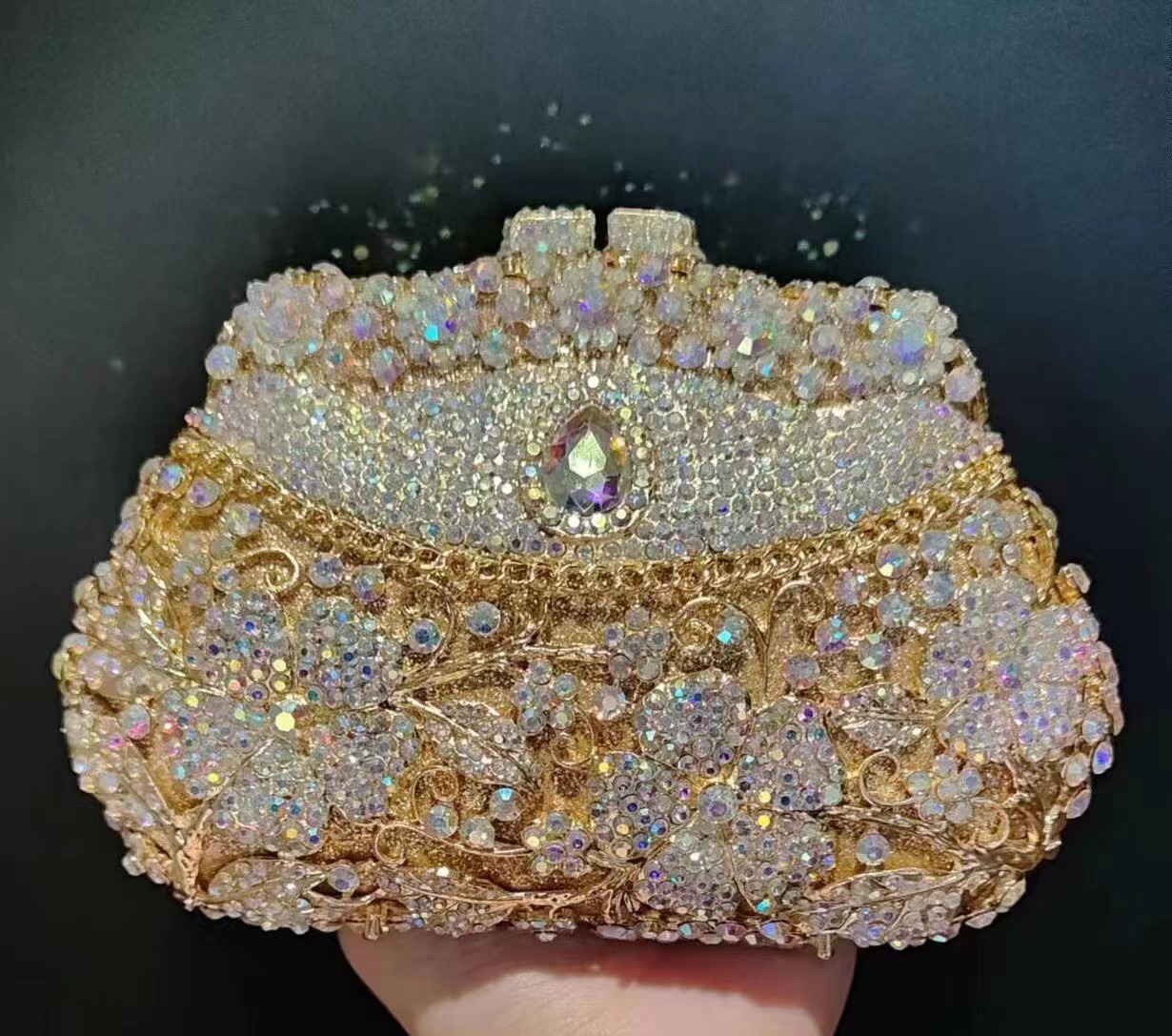 Women Bags Golden - Bolso de Noche de Flores de