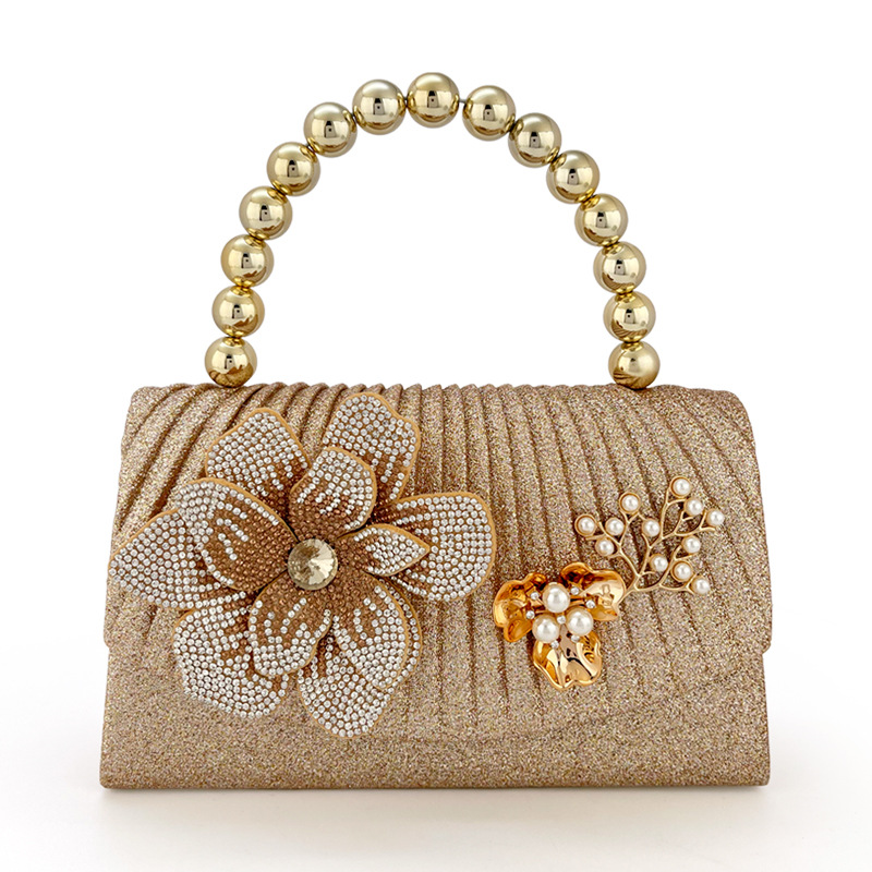 Women Bags Golden - Bolso de noche con flores de